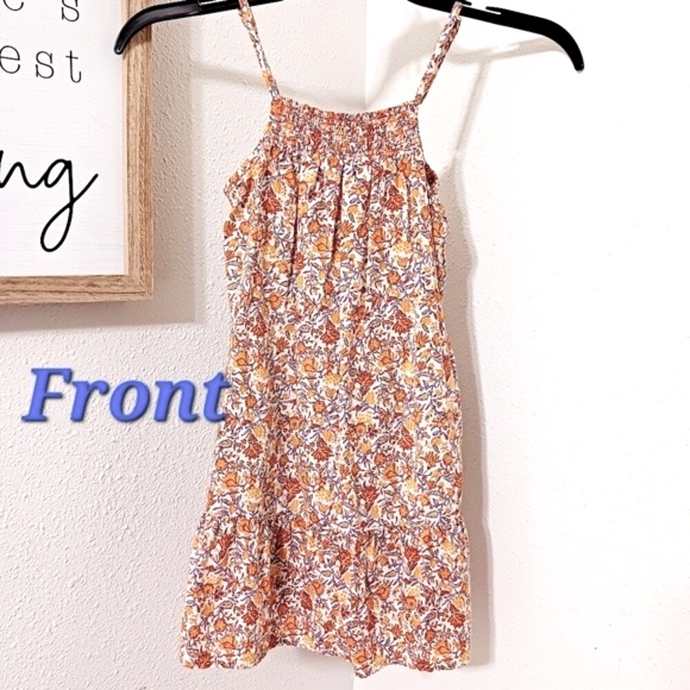 Old Navy Girls Floral Print Dress, Cream Orange Yellow Size XS (5)